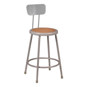 Metal Lab Stool w/ Backrest - Fixed Height (24" H)