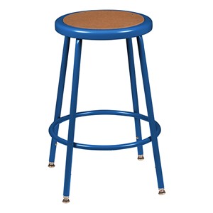Adjustable-Height Blue Metal Lab Stool (24 1/2" - 32 1/2" H)