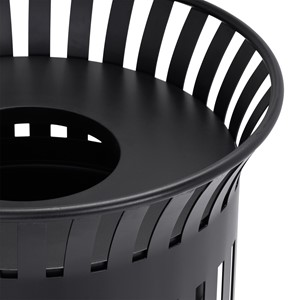 Open Air Series Premium Ribbed Outdoor Trash Can w/ Lid & Liner - 32oz