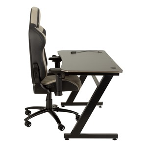 Black Gaming LED Desk & Gray Deluxe Gaming Style Office Chair