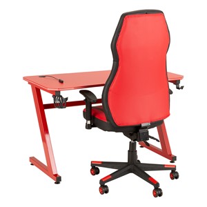 Red Gaming LED Desk & Red Racing Style Chair Set