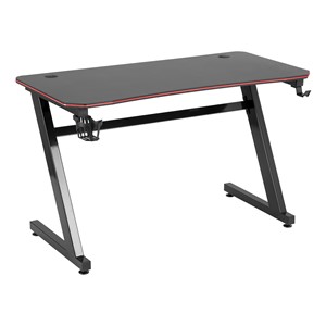 Black Gaming LED Desk - Shown w/ optional drink & headphone holder installed