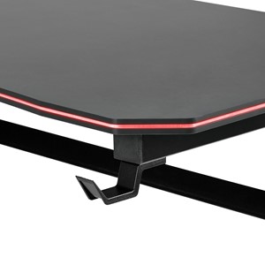 Black Gaming LED Desk - Optional headphone holder shown