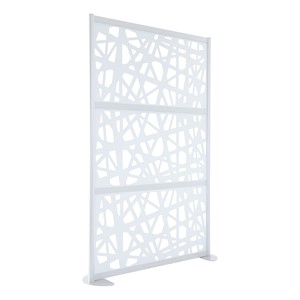 Modern Privacy Web Panel w/ White Infill Panels & White Frame (4' 4" W x 6' 6" H) w/ Stationary Base