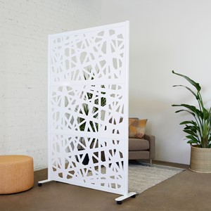 Modern Privacy Web Panel w/ White Infill Panels & White Frame (4' 4" W x 6' 6" H)