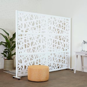 Modern Privacy Web Panel w/ White Infill Panels & White Frame