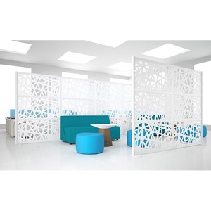 Modern Privacy Web Panel w/ White Infill Panels & White Frame (8' 4" W x 6' 6" H)