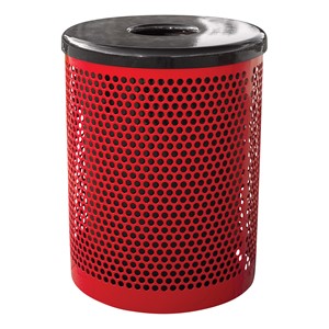 Metal Outdoor Trash Can - Perforated Metal (32 Gallons)