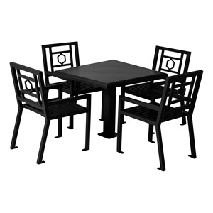 Evanston Series Outdoor Table & Chairs Set - Black