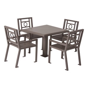 Evanston Series Outdoor Table & Chairs Set - Brown
