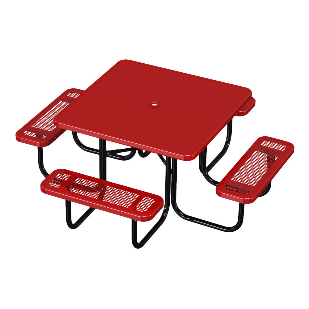 Heavy Duty Square Portable Outdoor Picnic Table w/ Solid Writeable Surface & Diamond Expanded Metal