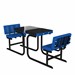 Solid Writable Top Multi-Configurable Collaborative Outdoor Desk - Two Students Facing - Blue Seat/Black Frame