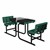 Solid Writable Top Multi-Configurable Collaborative Outdoor Desk - Two Students Facing - Green Seat/Black Frame