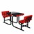 Solid Writable Top Multi-Configurable Collaborative Outdoor Desk - Two Students Facing - Red Seat/Black Frame