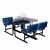 Solid Writable Top Multi-Configurable Collaborative Outdoor Desk - Four Students - Blue Seat/Black Frame