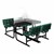 Solid Writable Top Multi-Configurable Collaborative Outdoor Desk - Four Students - Green Seat/Black Frame