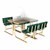 Solid Writable Top Multi-Configurable Collaborative Outdoor Desk - Four Students - Green Seat/Latte Frame