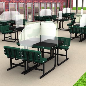 Solid Writable Top Multi-Configurable Collaborative Outdoor Desk - Four Students