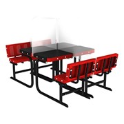 Open Air Series Solid Writable Top Multi-Configurable Collaborative Outdoor Desk - Four Students
