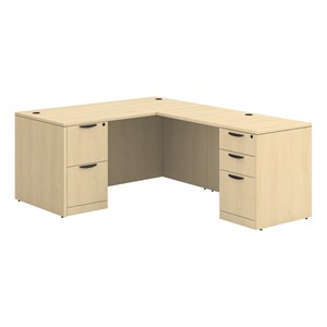 Insight Series Pedestal L-Shaped Desk - Maple