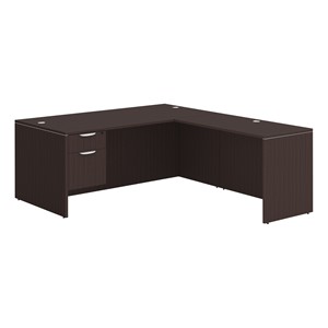 Insight Series Pedestal L-Shaped Desk - Espresso