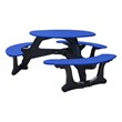 Greenspace Series Round Recycled Plastic Picnic Table w/ Solid Writable Surface w/Three Benches