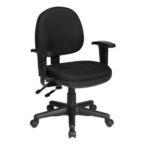 Work Smart Deluxe Ergonomic Task Chair w/ Arm Rests - Icon Black