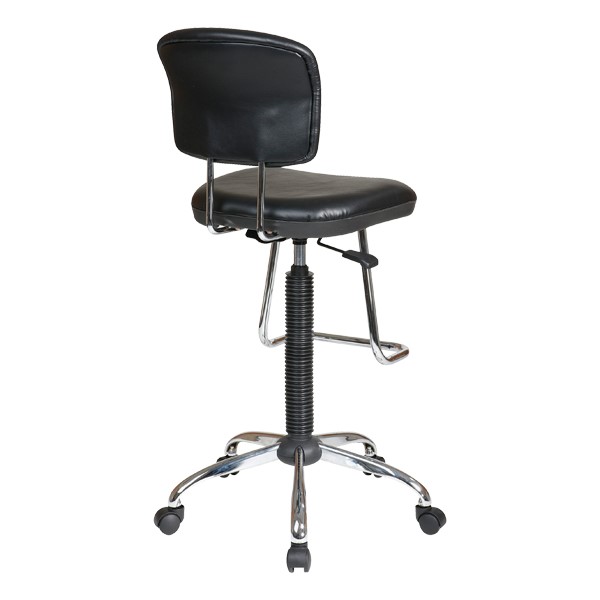 Work Smart Drafting Stool w/ Chrome Teardrop Footrest - Back view