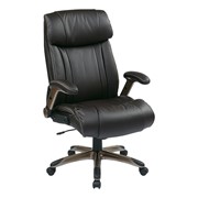 Executive Eco Leather Chair w/ Adjustable Padded Flip Arms & Coated Base