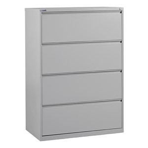 Lateral File Cabinet w/ Four Drawers (36" W) - Light Gray