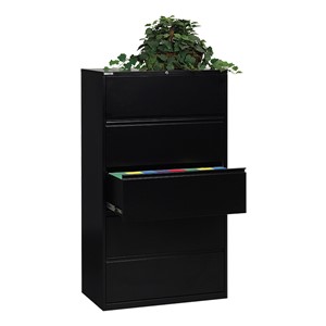 Lateral File Cabinet w/ Five Drawers (36" W) - Black