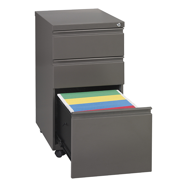 Mobile Pedestal File Cabinet w/ Three Drawers - Medium Tone