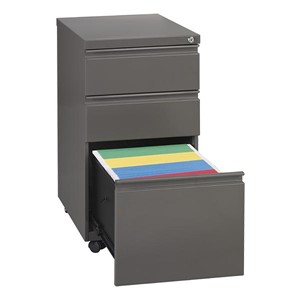 Mobile Pedestal File Cabinet w/ Three Drawers - Medium Tone Mobile Pedestal File Cabinet w/ Three Drawers - Medium Tone