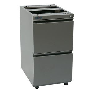 Open Top Pedestal File Cabinet w/ Two Drawers - Medium Tone