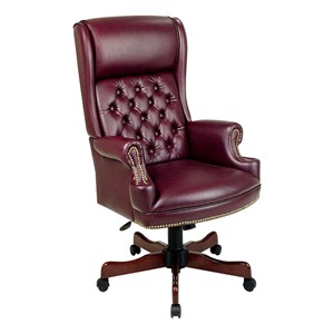 Traditional Vinyl Executive Chair w/ Pillow Top Back