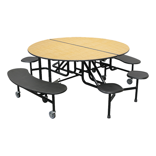 59T Series Round Combo-Seat Cafeteria Table - 2 Benches/4 Stools