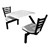 Two-Person Surface-Mount Outdoor Cluster Seating w/ Attached Table (Shown in Dusk)