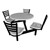 Four-Person Surface-Mount Outdoor Cluster Seating w/ Attached Table - without Umbrella Hole (Shown in Dusk)