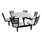 Six-Person Surface-Mount Outdoor Cluster Seating w/ Attached Table (Fiberglass)