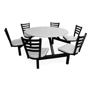 Six-Person Surface-Mount Outdoor Cluster Seating with Attached Table (Shown in Dusk)