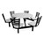 Six-Person Surface-Mount Outdoor Cluster Seating with Attached Table (Shown in Dusk)