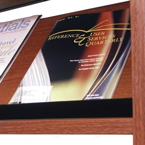 Wood Magazine Shelf w/ Steel Retaining Lip