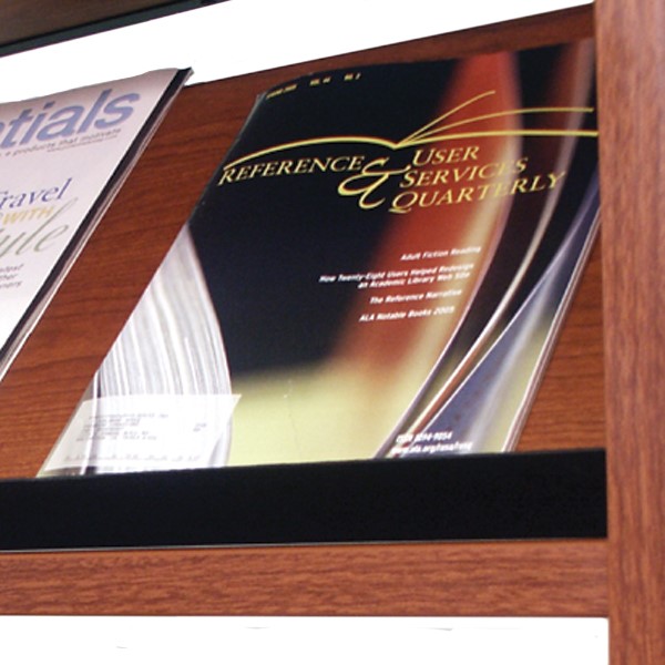 Wood Magazine Shelf w/ Steel Retaining Lip