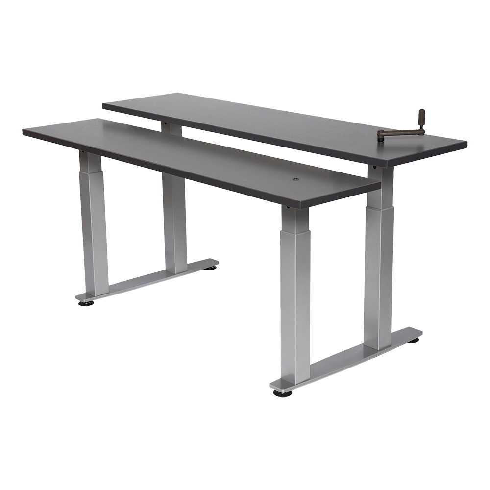 Adjustable-Height Bi-Level Computer Workstation – Hand Crank Adjustment