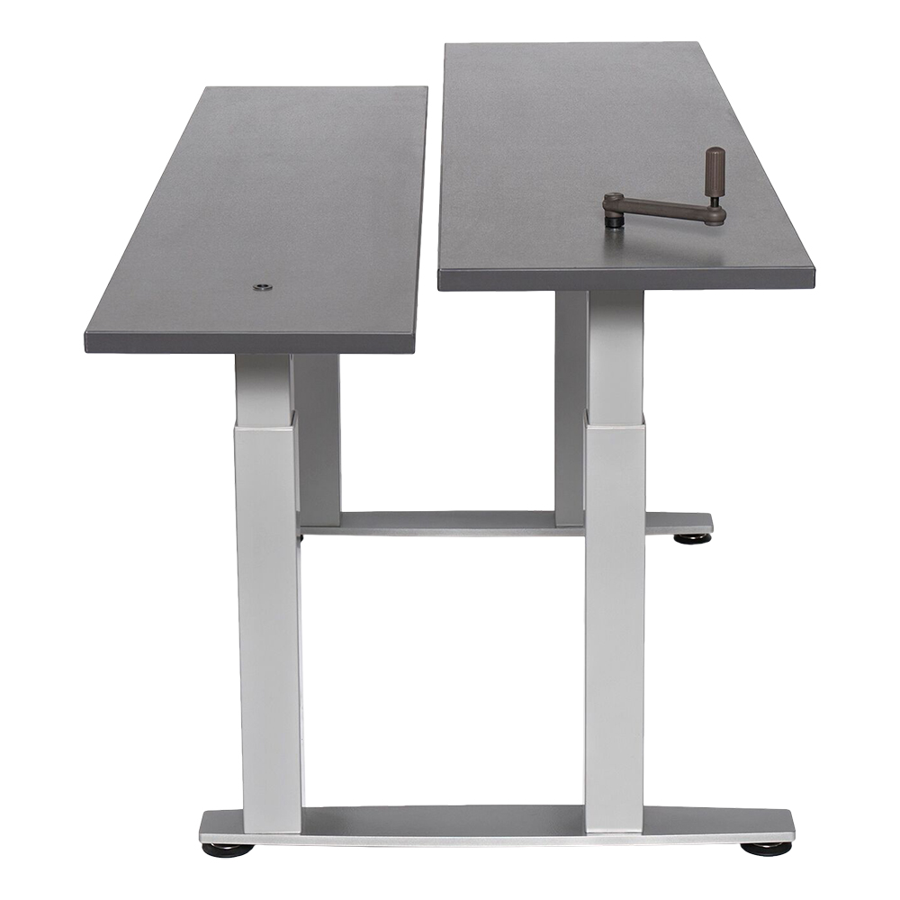 Adjustable-Height Bi-Level Computer Workstation – Hand Crank Adjustment