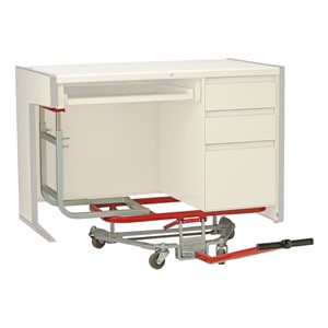 Mighty King Original Desk Lift w/ Single Pedestal Desk Lift - 2 1/2" Casters (40" W)