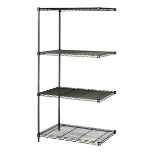 Industrial Wire Shelving Adder Unit - Shown in Black
