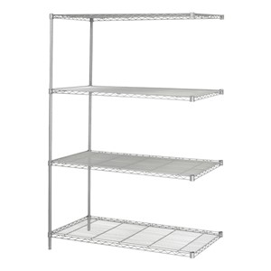 Industrial Wire Shelving Adder Unit - Shown in Metallic Gray