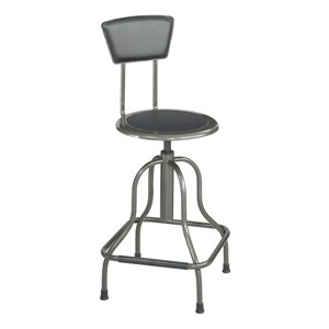Diesel Series Industrial Stool w/ Backrest - Adjustable Height (22" - 27" H)