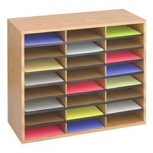 Wood/Corrugated Literature Organizer (24 Compartments)
